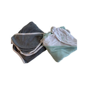 Baby Burt's Bees Baby Hooded Towel Gray/Blue and no name hooded baby towel